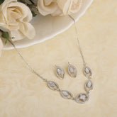 Silver Cubic Zirconia Curved Bar Necklace